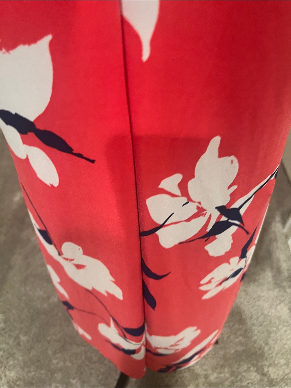 Coral Floral V-Neck Midi Dress with Navy & White Accents Size 14 - Picture 8 of 10